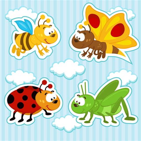Funny Cartoon Insects Vector Set 11 Vector Animal Free Download
