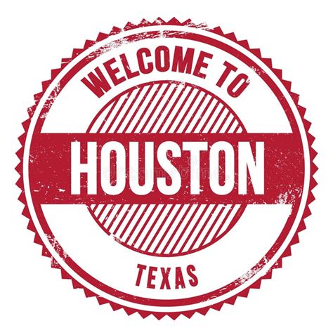 Welcome To Houston Texas Words Written On Blue Stamp Stock