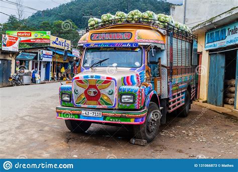 Nuwara Eliya Sri Lanka July 16 2016 Colorful Truck Loaded With