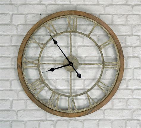 Rustic Wood And Metal Round Wall Clock