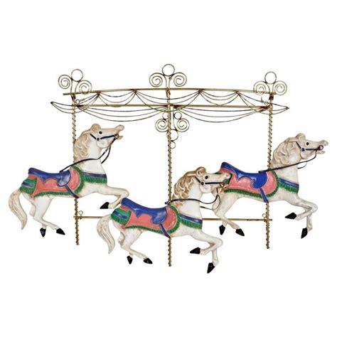 Curtis Jere Whimsical Leaping Carousel Horse Metal Wall Sculpture