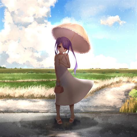 Download Anime Girl In Sundress On Ipad Screen Wallpaper