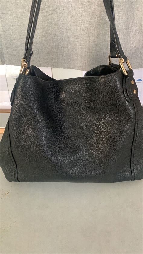 Coach Edie Pebbled Leather Shoulder Bag Black Coach Leather Bag 57125
