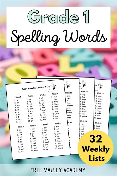 Grade 1 Spelling Words Artofit