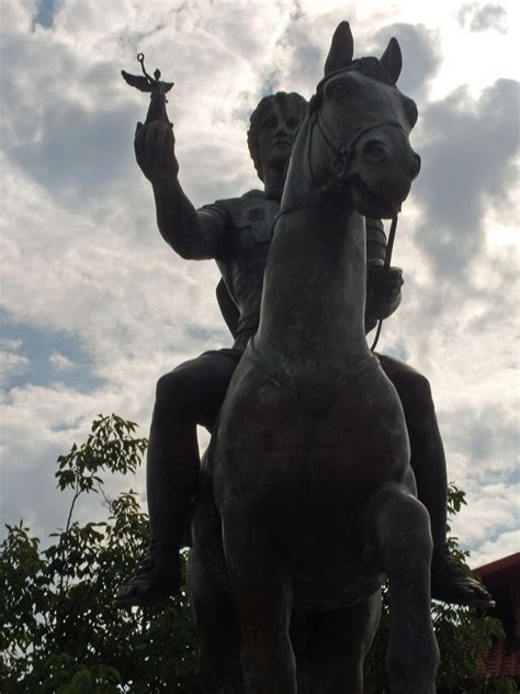 Equestrian Statue Of Alexander In Pella Holding The Niké Goddess In