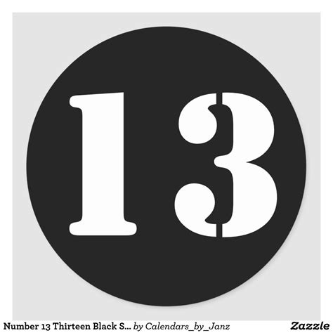 Number 13 Thirteen Black Stencil Numbers By Janz Classic Round Sticker