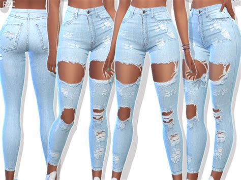 Ripped Denim Jeans 049 By Pinkzombiecupcakes Sims 4 Female Clothes