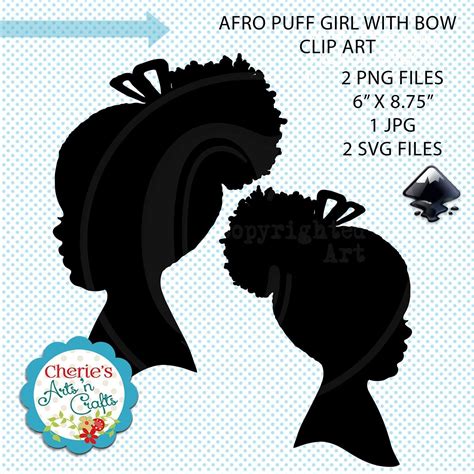 Cute Little Afro Puff Girl Silhouette Silhouettes Clip Art Etsy