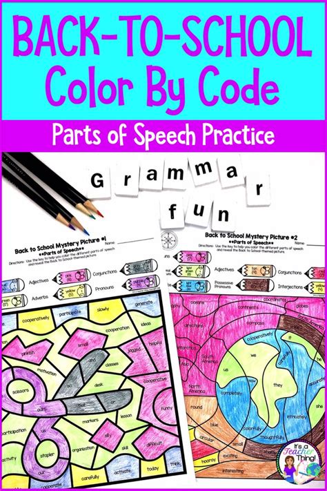 Back To School Coloring Pages Parts Of Speech Review Grammar