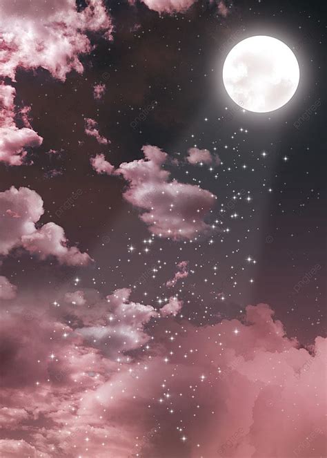 Pink Background Pink Cloud Moon Wallpaper Image For Free Download
