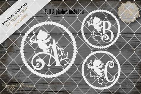 Download Valentine Cupid Swirly Monograms Full Alphabet SVG BUNDLE ...