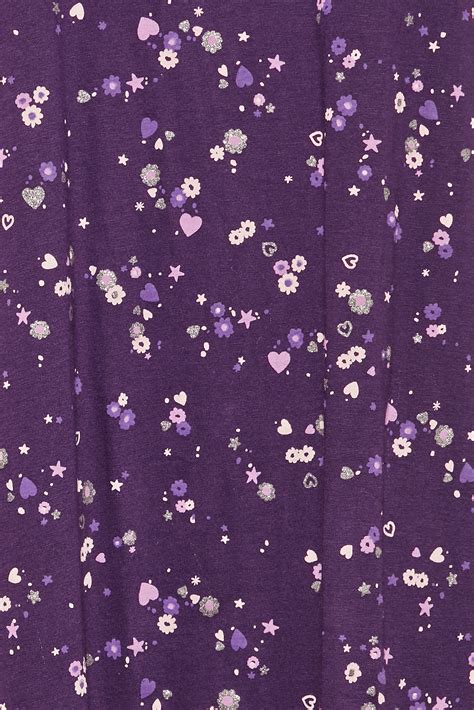 Plus Size Purple Ditsy Print Placket Midaxi Nightdress Yours Clothing