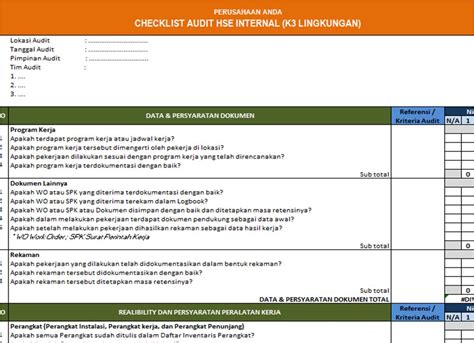 Checklist Audit Internal Smk3