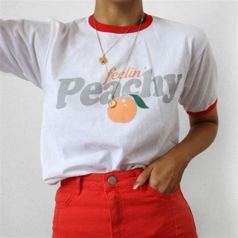 Fellin Peachy Vintage Aesthetic Ringer Women T Shirts Aesthetic Shirts Aesthetic T Shirts T