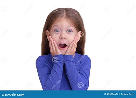 Isolated Shocked And Surprised Little Girl On White Background Stock