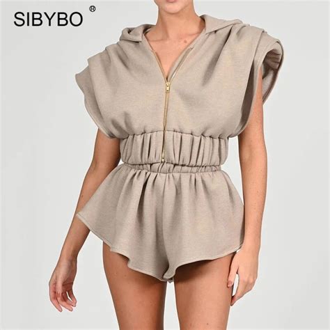 sibybo two piece set womens shorts and top set summer sleeveless hoodied casual outfits femme