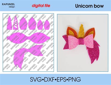 Unicorn Bow Template Svg Cut File Hairbow Template For Cricut Etsy
