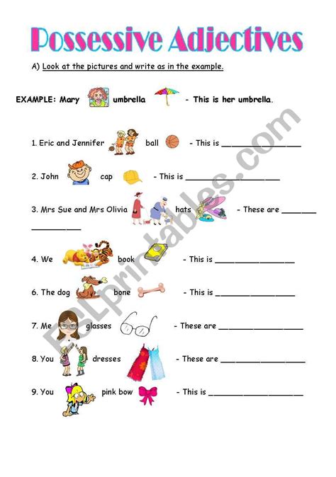 Possessive Adjectives Esl Worksheet By Martamatos