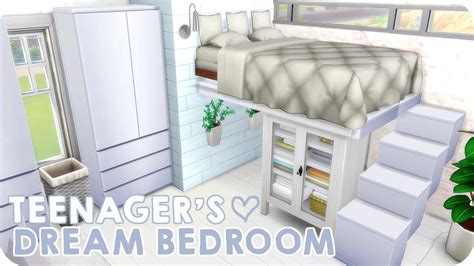 Teenagers Dream Bedroom W Loft Bed Sims 4 Speed Build Youtube