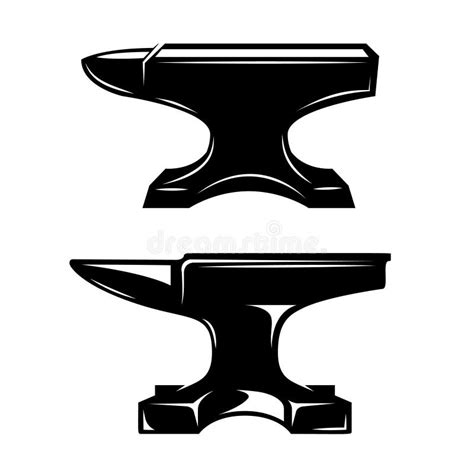 Set Of Illustrations Of Blacksmith Anvil Design Element For Logo