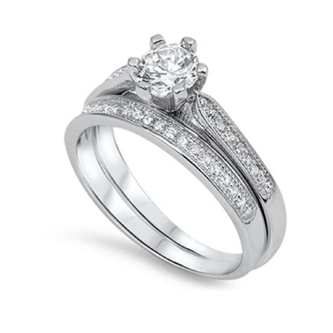 All In Stock Round Center Cubic Zirconia Wedding Engagement Ring Sterling Silver 925 Walmart