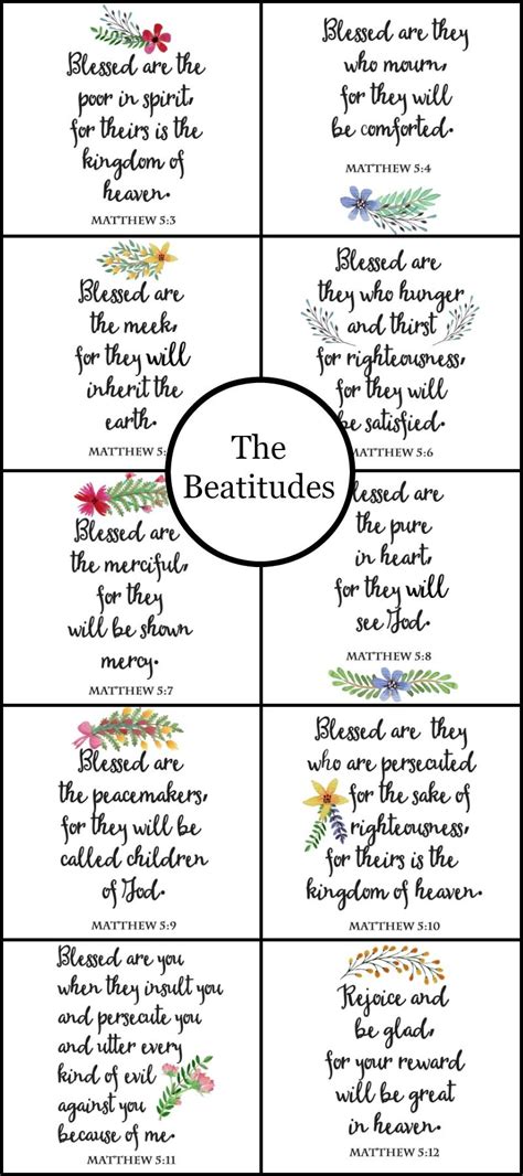 The Beatitudes Printable Wall Art Beatitudes Bible Lessons