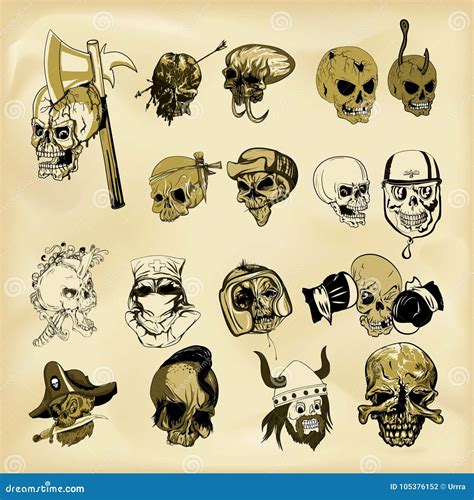 Hand Drawn Human Skulls Illustration Stock Vector Illustration Of
