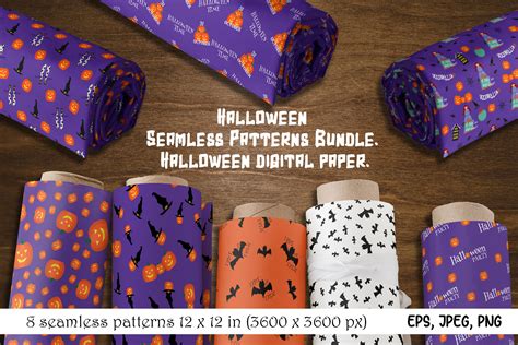 Halloween Seamless Patterns Bundle Halloween Digital Paper Bundle By