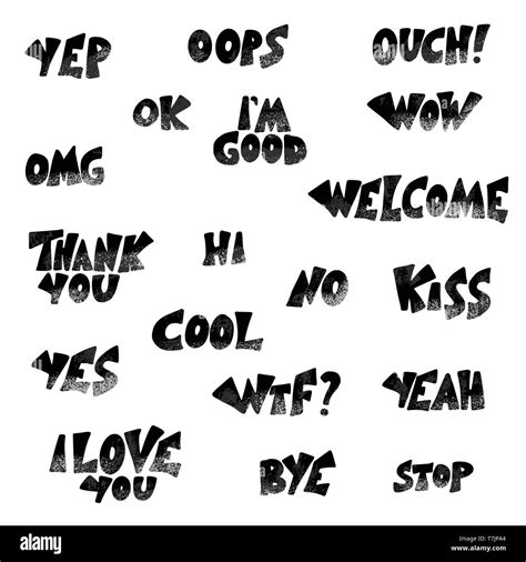 Set Of Short Phrases Hand Drawn Collection Of Stylized Expessions Vector Lettering Isolated On