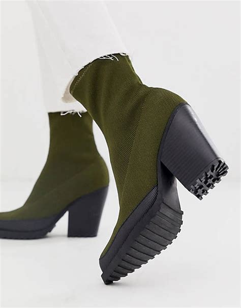 asos design rebound chunky boots in khaki asos