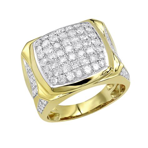 Luxurman Statement Jewelry 10k Gold Mens Diamond Ring 3 Carat Pinky Ring