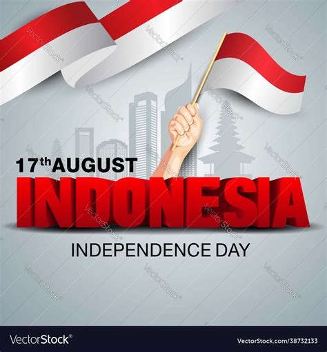 Happy Independence Day Indonesia Indonesian Vector Image