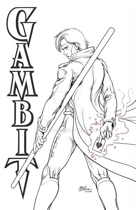 Gambit Line Art By Oshouki Avengers Coloring Pages Comic Book