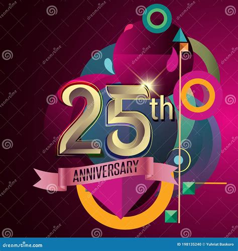25th Anniversary Party Poster Banner And Invitation Stock Vector