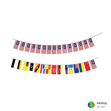 Multi Pieces Flags Hanging State And Malaysia Flag 28x14cm Bendera