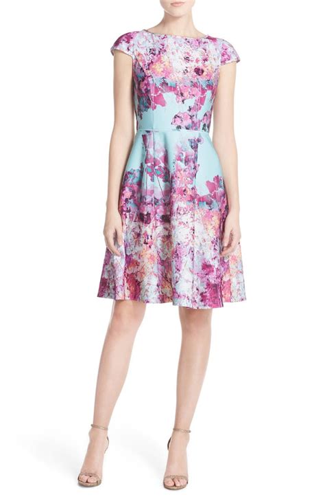 Adrianna Papell Floral Print Scuba Fit And Flare Dress Regular And Petite
