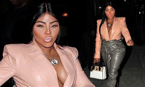 Lil Kim Puts On A Busty Display In An All Leather Outfit As She Steps Out For Dinner With Pals