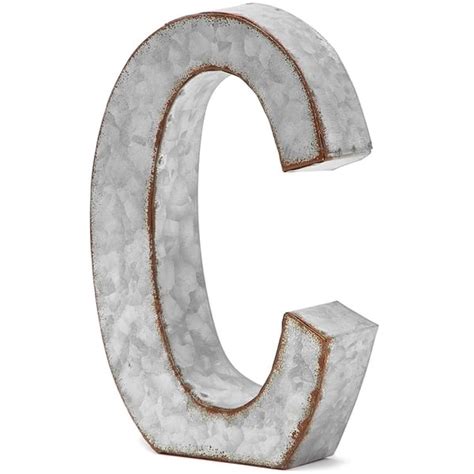 8 In Rustic Letter Wall Decoration C Galvanized Metal 3d Letter For