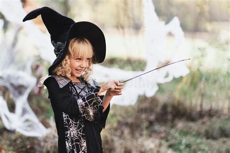 Beautiful Girl Witch Little Girl In Which Costume Celebrate Halloween