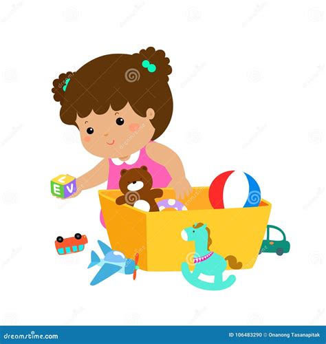 Illustration Of Kid Girl Storing Toys 106483290