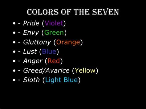 Image Result For Seven Deadly Sins Colors Book Writing Tips Seven