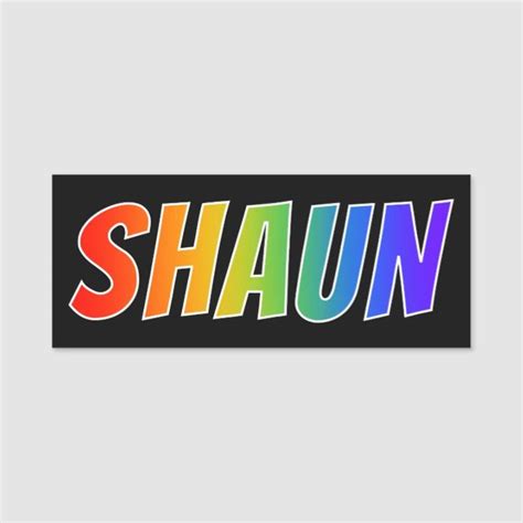 First Name Shaun Fun Rainbow Coloring Name Tag Name