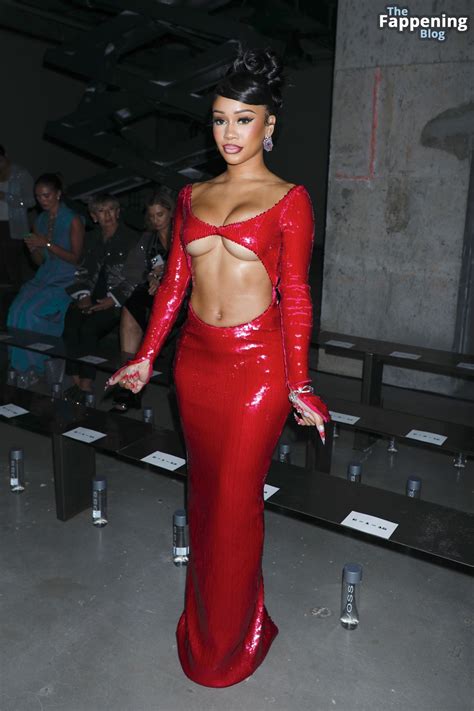 Saweetie Flaunts Her Big Boobs At The La Quan Smith Fashion Show Photos The