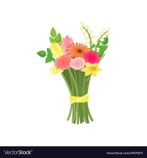 Bouquet Composition From Different Flowers Vector Image