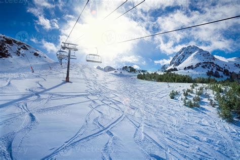 Ski Lift On A Snow Covered Mountain Stock Photo At Vecteezy