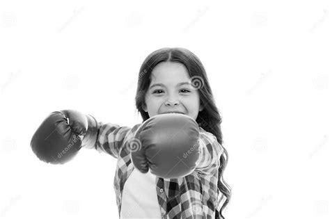 Girl Boxing Gloves Ready To Fight Kid Strong And Independent Girl