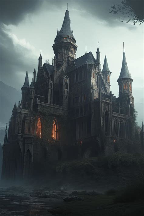 Huge Gothic Castle With Fantasy Environment Generate Ai 22717204 Stock