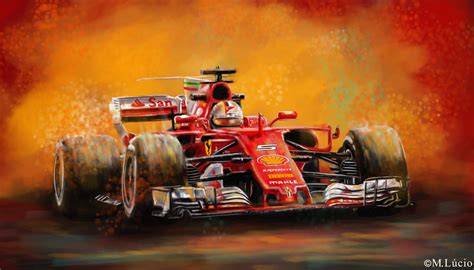 Digital Painting Of Vettels Ferrari I Did Last Year Rformula1