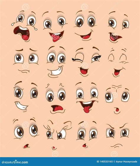 Face Expression Set Vector Illustration Emoticon Cartoon