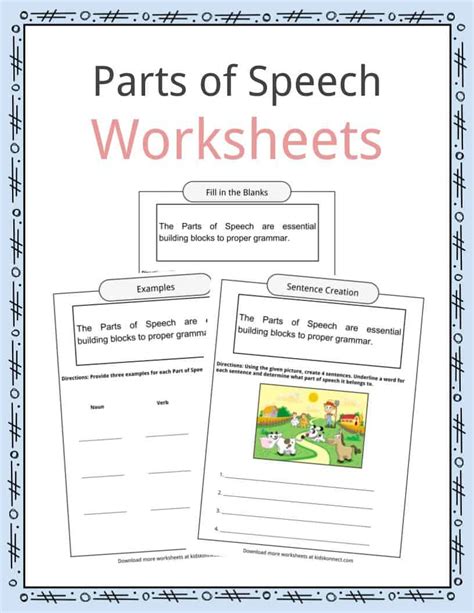 Parts Of Speech Worksheets Examples And Definition For Kids